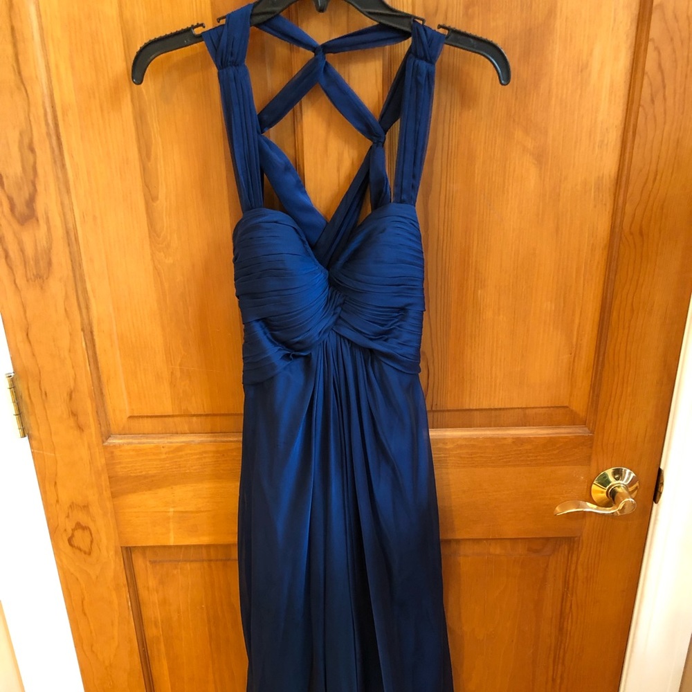 La Femme Royal Navy Blue Prom Dress